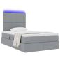 Preview: Bett mit LED-Lichtleisten Hellgrau 120 x 200 cm Stoff