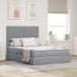 Preview: ARDEBO.de - LED-Speicherbett mit Matratze Hellgrau 140 x 200 cm Stoff