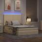 Preview: ARDEBO.de - Bett mit LED-Lichtleisten mit Kopfteil Creme 140 x 200 cm Stoff