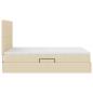 Preview: Bett mit LED-Lichtleisten mit Kopfteil Creme 140 x 200 cm Stoff