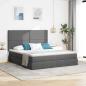 Preview: ARDEBO.de - Bett mit LED-Lichtleisten Dunkelgrau 180 x 200 cm Stoff