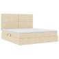 Preview: Bett mit LED-Lichtleisten mit Kopfteil Creme 180 x 200 cm Stoff