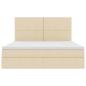 Preview: Bett mit LED-Lichtleisten mit Kopfteil Creme 180 x 200 cm Stoff