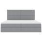 Preview: Bett mit LED-Lichtleisten Hellgrau 200 x 200 cm Stoff