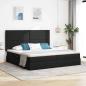Preview: ARDEBO.de - Bett mit LED-Lichtleisten Schwarz 200 x 200 cm Stoff