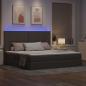 Preview: Bett mit LED-Lichtleisten mit Kopfteil Taupe 200 x 200 cm Stoff
