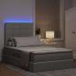 Preview: ARDEBO.de - Bett mit LED-Lichtleisten Hellgrau 120 x 200 cm Stoff