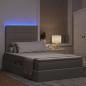 Preview: Bett mit LED-Lichtleisten mit Kopfteil Taupe 120 x 200 cm Stoff
