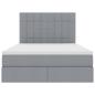 Preview: Bett mit LED-Lichtleisten Hellgrau 140 x 190 cm Stoff