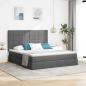 Preview: ARDEBO.de - Bett mit LED-Lichtleisten Dunkelgrau 180 x 200 cm Stoff