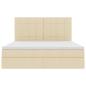 Preview: Bett mit LED-Lichtleisten mit Kopfteil Creme 180 x 200 cm Stoff