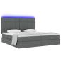 Preview: ARDEBO.de - Bett mit LED-Lichtleisten Dunkelgrau 200 x 200 cm Stoff