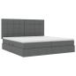 Preview: Bett mit LED-Lichtleisten Dunkelgrau 200 x 200 cm Stoff