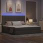 Preview: Bett mit LED-Lichtleisten mit Kopfteil Taupe 200 x 200 cm Stoff