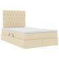 Preview: Bett mit LED-Lichtleisten mit Kopfteil Creme 120 x 200 cm Stoff