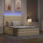 Preview: Bett mit LED-Lichtleisten mit Kopfteil Creme 140 x 200 cm Stoff