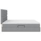 Preview: Bett mit LED-Lichtleisten Hellgrau 200 x 200 cm Stoff