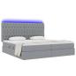 Preview: LED-Speicherbett mit Matratze Hellgrau 200 x 200 cm Stoff