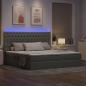 Preview: LED-Speicherbett mit Matratze Hellgrau 200 x 200 cm Stoff