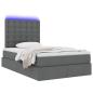 Preview: ARDEBO.de - Bett mit LED-Lichtleisten Dunkelgrau 120 x 200 cm Stoff