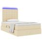 Preview: Bett mit LED-Lichtleisten mit Kopfteil Creme 120 x 200 cm Stoff