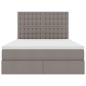 Preview: Bett mit LED-Lichtleisten mit Kopfteil Taupe 140 x 190 cm Stoff