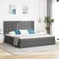 Preview: ARDEBO.de - Bett mit LED-Lichtleisten Dunkelgrau 200 x 200 cm Stoff