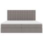 Preview: Bett mit LED-Lichtleisten mit Kopfteil Taupe 200 x 200 cm Stoff