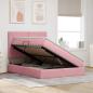 Preview: Bett mit LED-Lichtleisten mit Kopfteil Rosa 140 x 190 cm Samt
