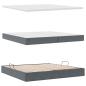 Preview: Bett mit LED-Lichtleisten Dunkelgrau 200 x 200 cm Samt