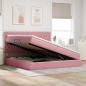 Preview: LED-Speicherbett mit Matratze Rosa 200 x 200 cm Samt
