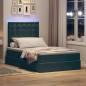 Preview: Bett mit LED-Lichtleisten Dunkelgrün 120 x 200 cm Samt
