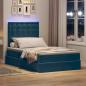 Preview: Bett mit LED-Lichtleisten Dunkelblau 120 x 200 cm Samt