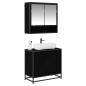 Preview: Badezimmermöbel-Set 2 pcs Schwarz Eichen-Optik Holzwerkstoff