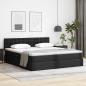 Preview: ARDEBO.de - Bett mit LED-Lichtleisten mit Kopfteil Schwarz 160 x 200 cm PVC