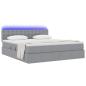 Preview: Bett mit LED-Lichtleisten Hellgrau 160 x 200 cm Stoff