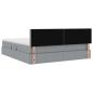 Preview: Bett mit LED-Lichtleisten Hellgrau 160 x 200 cm Stoff