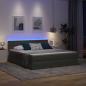 Preview: Bett mit LED-Lichtleisten Dunkelgrau 160 x 200 cm Stoff