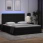 Preview: Bett mit LED-Lichtleisten mit Kopfteil Schwarz 160 x 200 cm PVC