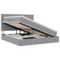 Preview: ARDEBO.de - Bett mit LED-Lichtleisten Hellgrau 160 x 200 cm Stoff
