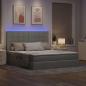 Preview: Bett mit LED-Lichtleisten Hellgrau 160 x 200 cm Stoff