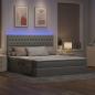Preview: Bett mit LED-Lichtleisten Hellgrau 160 x 200 cm Stoff