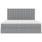 Preview: Bett mit LED-Lichtleisten Hellgrau 160 x 200 cm Stoff