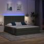Preview: Bett mit LED-Lichtleisten Dunkelgrau 160 x 200 cm Stoff