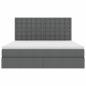 Preview: Bett mit LED-Lichtleisten Dunkelgrau 160 x 200 cm Stoff