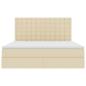 Preview: Bett mit LED-Lichtleisten mit Kopfteil Creme 160 x 200 cm Stoff