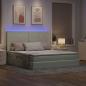Preview: Bett mit LED-Lichtleisten Hellgrau 160 x 200 cm Samt
