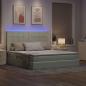 Preview: Bett mit LED-Lichtleisten Hellgrau 160 x 200 cm Samt