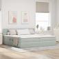 Preview: ARDEBO.de - Bett mit LED-Lichtleisten Hellgrau 200 x 200 cm Samt