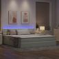 Preview: Bett mit LED-Lichtleisten Hellgrau 200 x 200 cm Samt